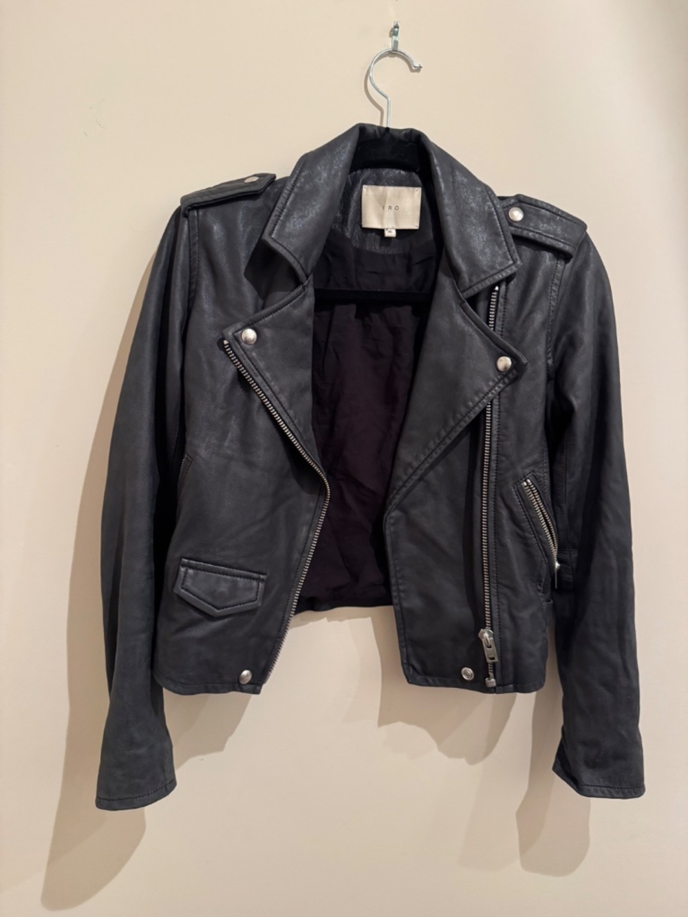 IRO Black Leather Moto Jacket – Size 36 - Picture 2 of 5